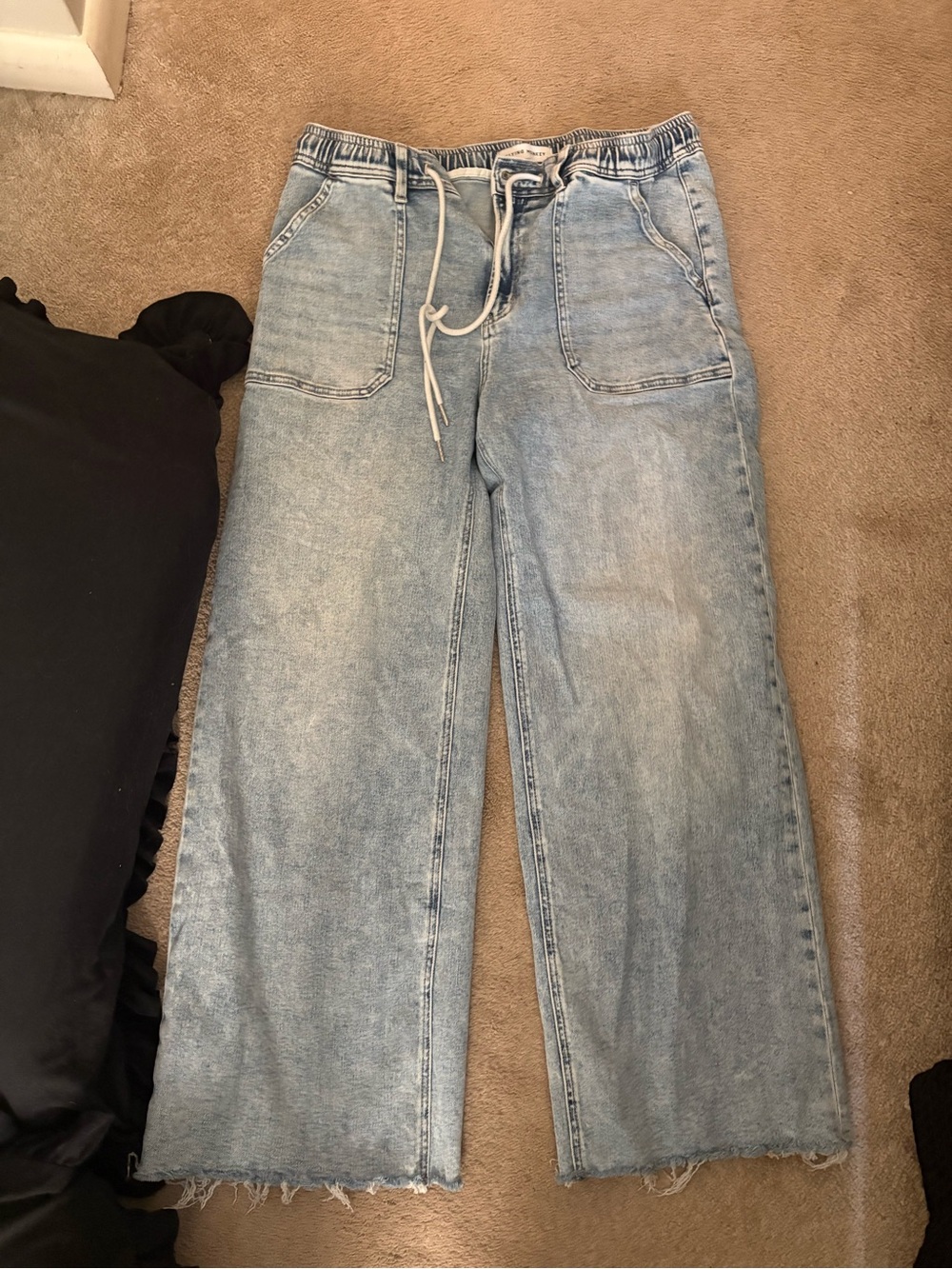 Flying Monkey Light Blue Elastic Waist Denim Pants